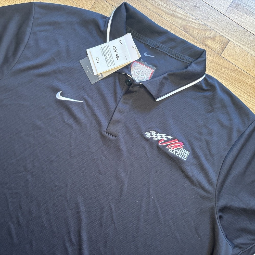 NWT Nike Joe Gibbs Racing Polo Shirt Adult XXL Nike Black NASCAR Mens Fan UPF 40